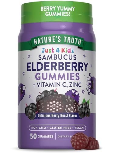 Nature's Truth Kids Holunderbeeren Gummibärchen | 50 Stück | mit Zink und Vitamin C | Vegan, Non-GMO & Glutenfrei