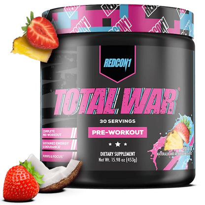 REDCON1 Total War Pre Workout, Vice City – L-Citrullin, Äpfelsäure, Grüntee-Extrakt für Pump-Boosting Pre Workout für Frauen & Männer – 3,2 g Beta-Alanin zur Verringerung von Erschöpfung (30 Portionen)