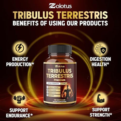 Tribulus Terrestris Komplex mit Ashwagandha, Ginseng, Sägepalme, Maca & Shilajit – 150 Kapseln (5-Monatsvorrat)