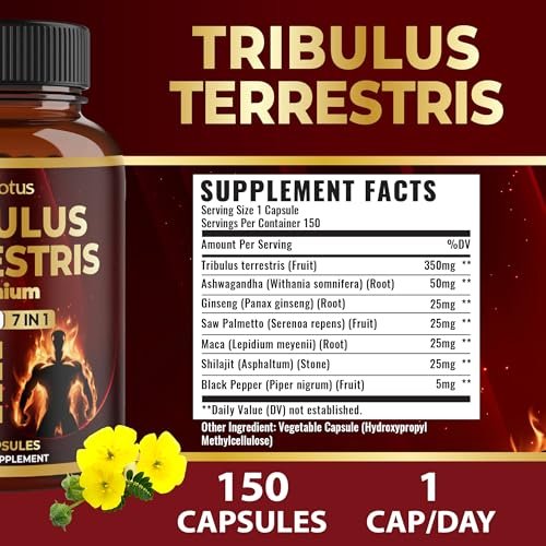 Tribulus Terrestris Komplex mit Ashwagandha, Ginseng, Sägepalme, Maca & Shilajit – 150 Kapseln (5-Monatsvorrat)