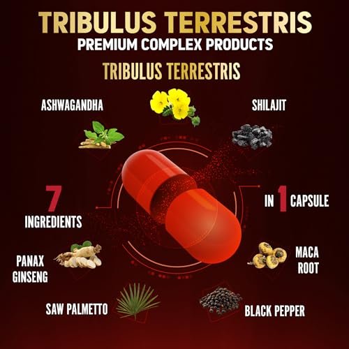 Tribulus Terrestris Komplex mit Ashwagandha, Ginseng, Sägepalme, Maca & Shilajit – 150 Kapseln (5-Monatsvorrat)