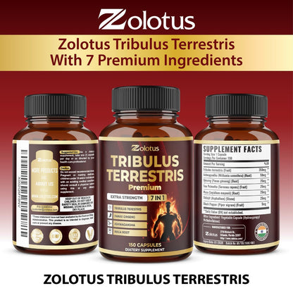 Tribulus Terrestris Komplex mit Ashwagandha, Ginseng, Sägepalme, Maca & Shilajit – 150 Kapseln (5-Monatsvorrat)