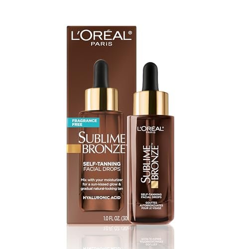 L'Oréal Paris Sublime Bronze Selbstbräuner-Gesichtstropfen mit Hyaluronsäure, allmähliche Bräune, Duftstofffrei, 30 ml