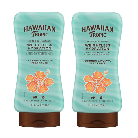 Hawaiian Tropic Weightless Hydration After Sun Lotion mit Aloe, 6 Fl Oz Doppelpack, Feuchtigkeitsspendende After Sun Pflege