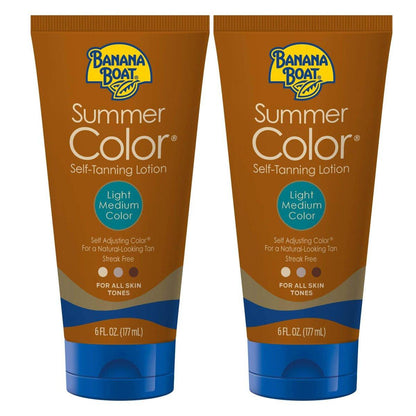 Banana Boat Summer Color Selbstbräuner-Lotion | Hell-Mittel für alle Hauttöne, Selbstbräuner, Sunless Tanning Lotion, 6 oz, Doppelpack