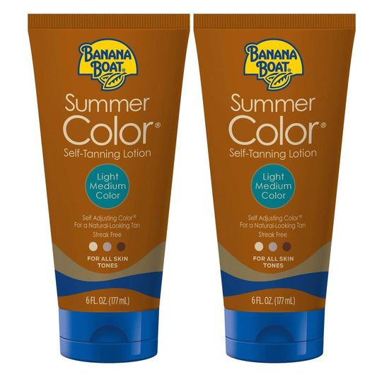 Banana Boat Summer Color Selbstbräuner-Lotion | Hell-Mittel für alle Hauttöne, Selbstbräuner, Sunless Tanning Lotion, 6 oz, Doppelpack