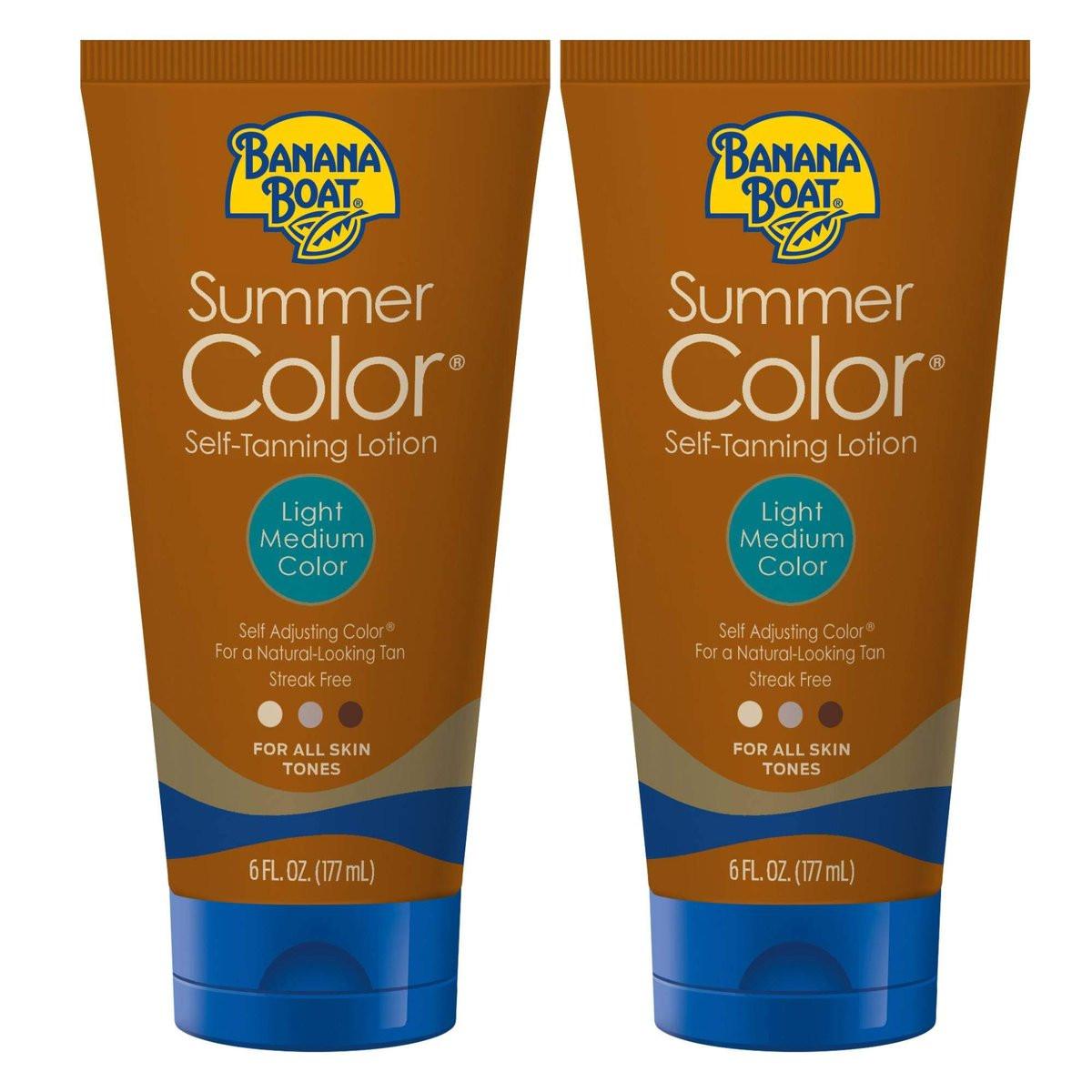 Banana Boat Summer Color Selbstbräuner-Lotion | Hell-Mittel für alle Hauttöne, Selbstbräuner, Sunless Tanning Lotion, 6 oz, Doppelpack