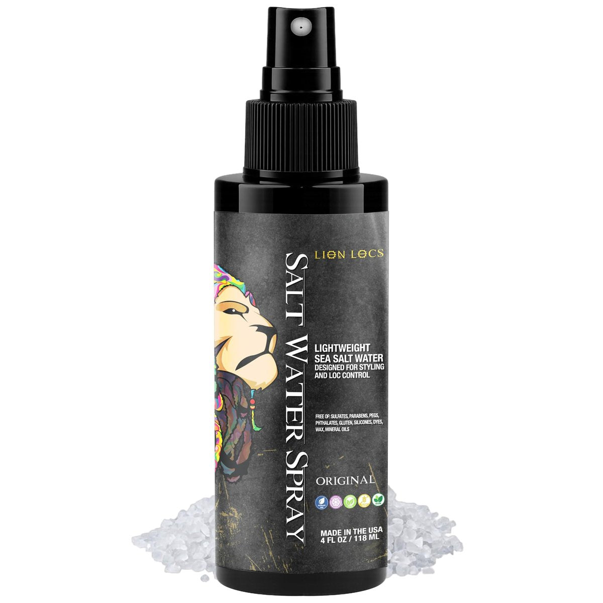 Lion Locs Sea Salt Spray für Locs & neue Dreadlocks – Starter Twist & Retwist Texturierendes Haarspray – Vegan, Rückstandsfrei, Leichter Halt mit Jojoba- & Arganöl (118 ml)