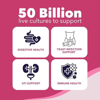 Bio360 Probiotika für Frauen Vaginale Gesundheit – Unterstützt pH-Gleichgewicht, Vaginal-, Harnwegs- und Verdauungsgesundheit – 50 Milliarden KBE & 15 einzigartige Stämme für gesunden Vaginalgeruch & Vaginalflora – Lagerstabil