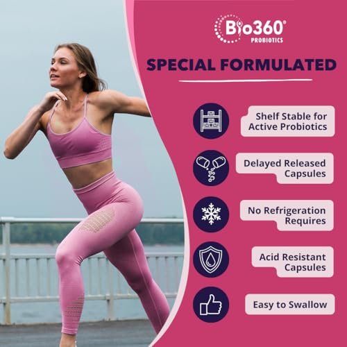 Bio360 Probiotika für Frauen Vaginale Gesundheit – Unterstützt pH-Gleichgewicht, Vaginal-, Harnwegs- und Verdauungsgesundheit – 50 Milliarden KBE & 15 einzigartige Stämme für gesunden Vaginalgeruch & Vaginalflora – Lagerstabil