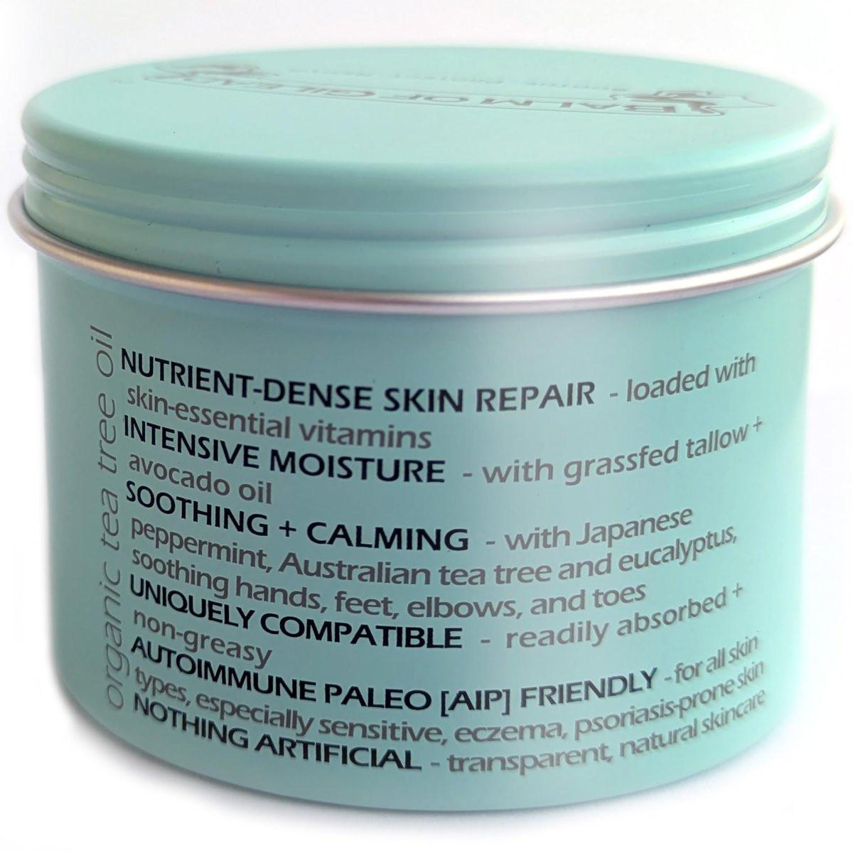 BALM OF GILEAD Fußcreme mit Teebaum und Eukalyptus – Intensive Feuchtigkeitscreme für trockene, rissige Fersen und Füße – Erfrischender Körper- und Hautpflegebalsam