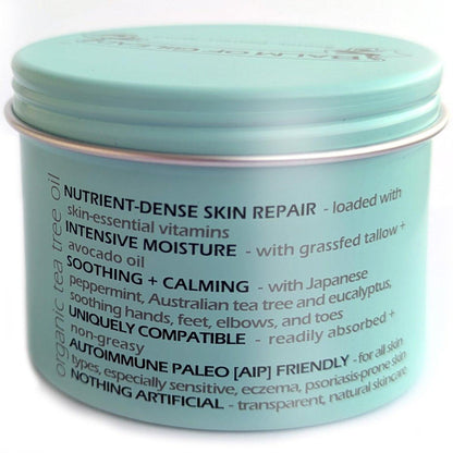 BALM OF GILEAD Fußcreme mit Teebaum und Eukalyptus – Intensive Feuchtigkeitscreme für trockene, rissige Fersen und Füße – Erfrischender Körper- und Hautpflegebalsam