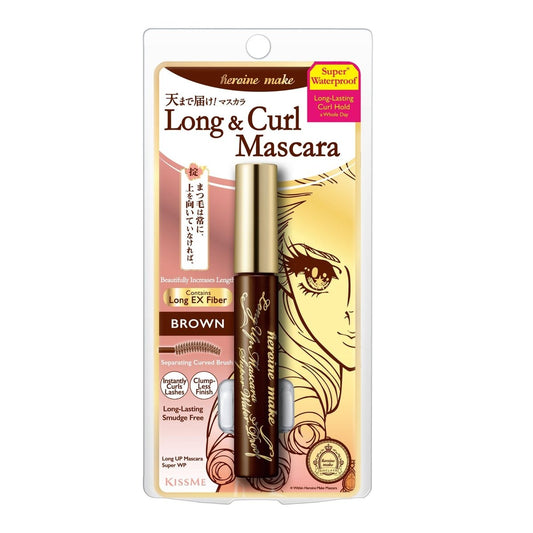 HEROINE MAKE by KISSME Braune Mascara wasserfest – Volumen & Länge mit Tubing-Fasern für lange, geschwungene Wimpern – Natürlicher Look für empfindliche Haut – aus Japan 0,21 Unzen