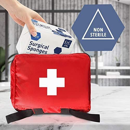 MED PRIDE Chirurgische Tupfer 200er-Pack 4'' x 4'', 8-lagig – Mullkompressen unsteril, Erste-Hilfe-Wundversorgung, nicht haftend, saugfähig
