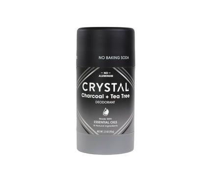 Crystal Essence Kristall-Deodorant-Stick mit Magnesium, natürlich, aluminiumfrei, ohne Backpulver, mit Aktivkohle & Teebaum, 2,5 oz