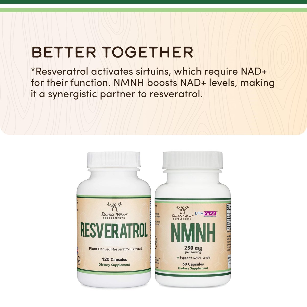 Resveratrol Supplement 500mg Pro Portion, 120 Kapseln (Resveratrol Polygonum-Wurzelextrakt mit 50% Trans-Resveratrol) Unterstützung für gesundes Altern von Double Wood