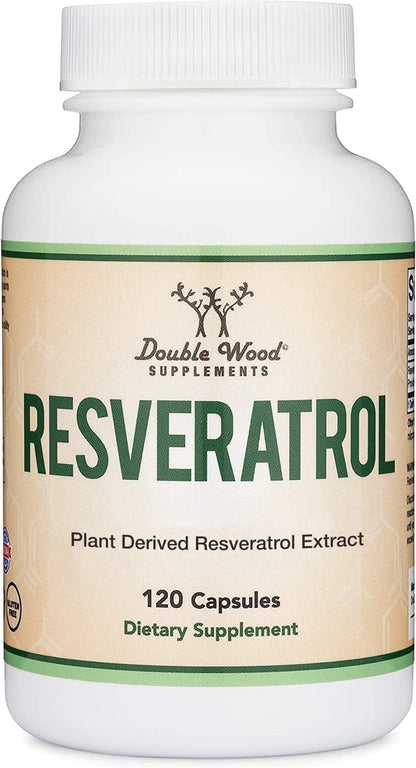 Resveratrol Supplement 500mg Pro Portion, 120 Kapseln (Resveratrol Polygonum-Wurzelextrakt mit 50% Trans-Resveratrol) Unterstützung für gesundes Altern von Double Wood