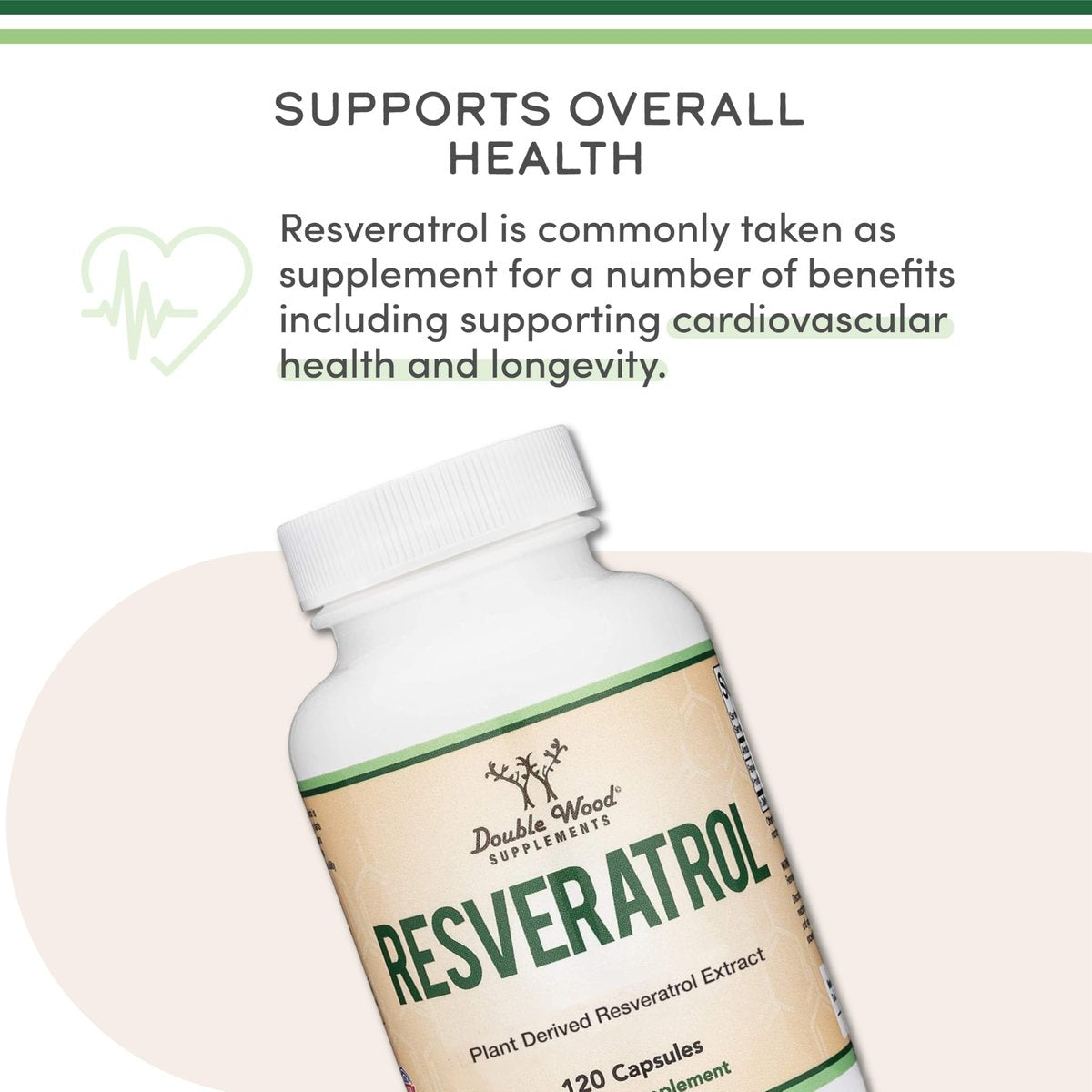 Resveratrol Supplement 500mg Pro Portion, 120 Kapseln (Resveratrol Polygonum-Wurzelextrakt mit 50% Trans-Resveratrol) Unterstützung für gesundes Altern von Double Wood