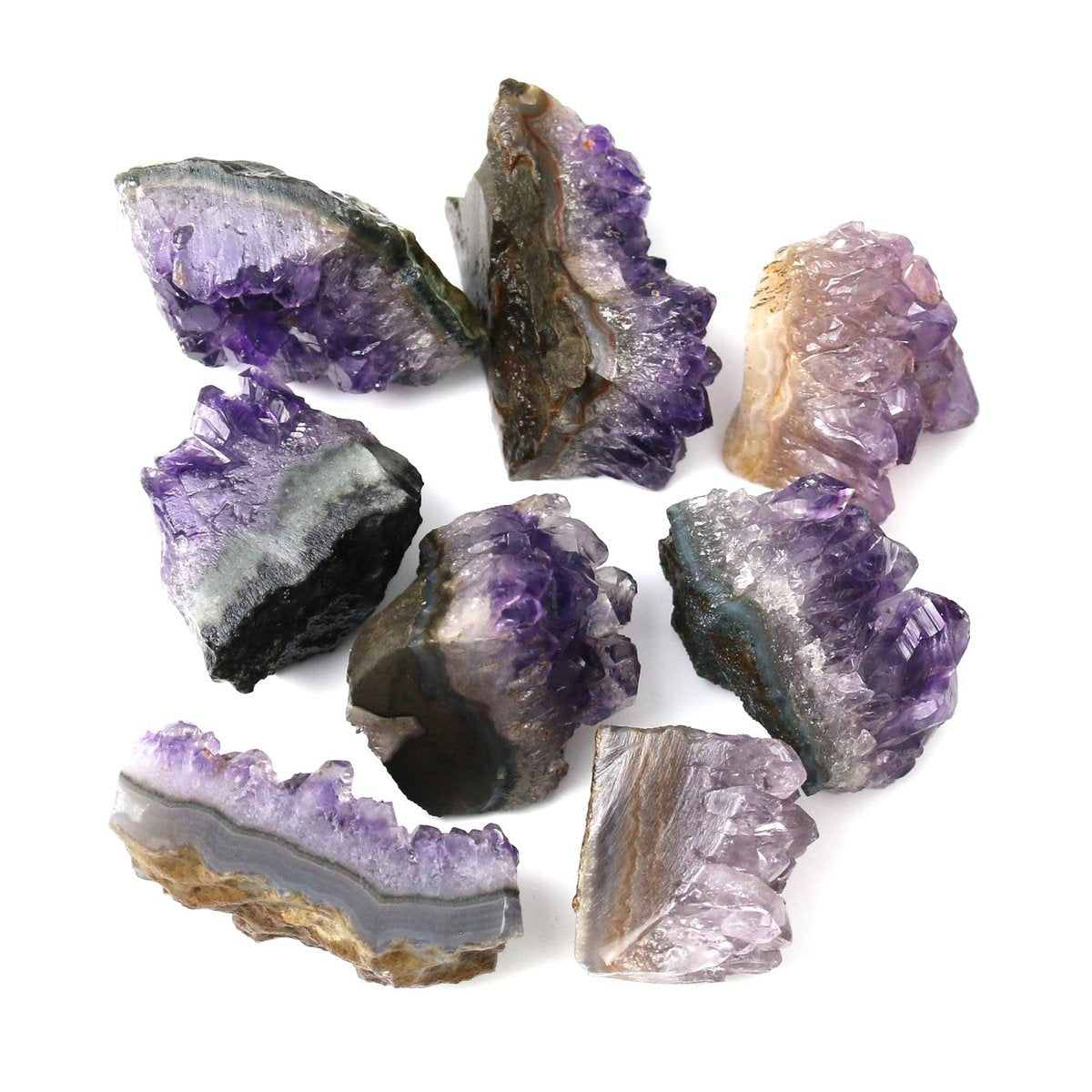 Namzi Roh-Amethyststeine und Kristallgestein, natürliche Amethyst-Kristallcluster, Geoden mit Kristallen, Cuarzo Amatista Original, echte Amethyst-Kristallgeode, Edelsteine, Heilsteine (0,11 Pfund)