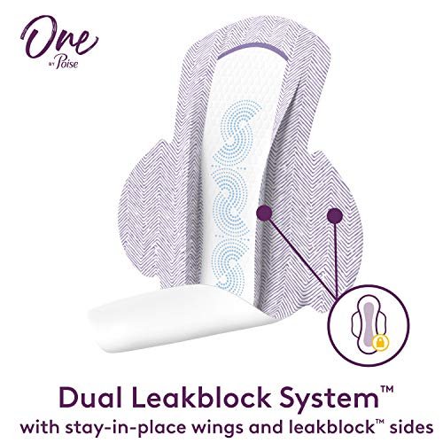 One by Poise Damenbinden mit Flügeln – 2-in-1 Binde für Periode & Blasenschwäche, Regulär, Starke Saugfähigkeit für Periodenfluss, Leichte Saugfähigkeit für Blasenlecks, 18 Stück