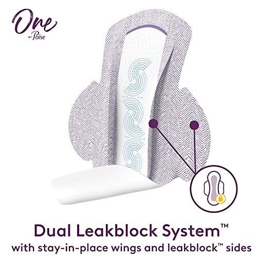 One by Poise Damenbinden mit Flügeln (2-in-1 Perioden- & Blasenschutz-Pads für Frauen), Normal, Saugstärke Normal für Periodenfluss, Sehr Leicht für Blasenschwäche, 22 Stück