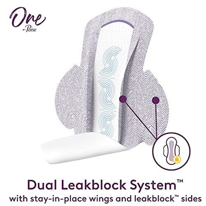 One by Poise Damenbinden mit Flügeln (2-in-1 Perioden- & Blasenschutz-Pads für Frauen), Normal, Saugstärke Normal für Periodenfluss, Sehr Leicht für Blasenschwäche, 22 Stück