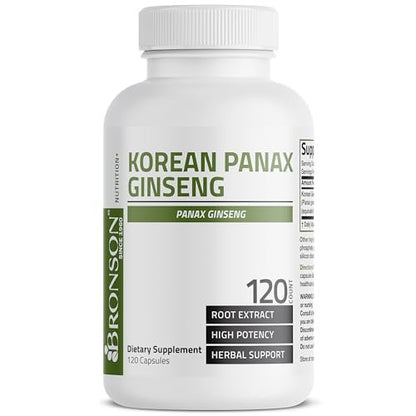 Bronson Korean Panax Ginseng – Unterstützt Energie, Ausdauer & Vitalität + Gedächtnis und geistige Leistungsfähigkeit, 120 Kapseln