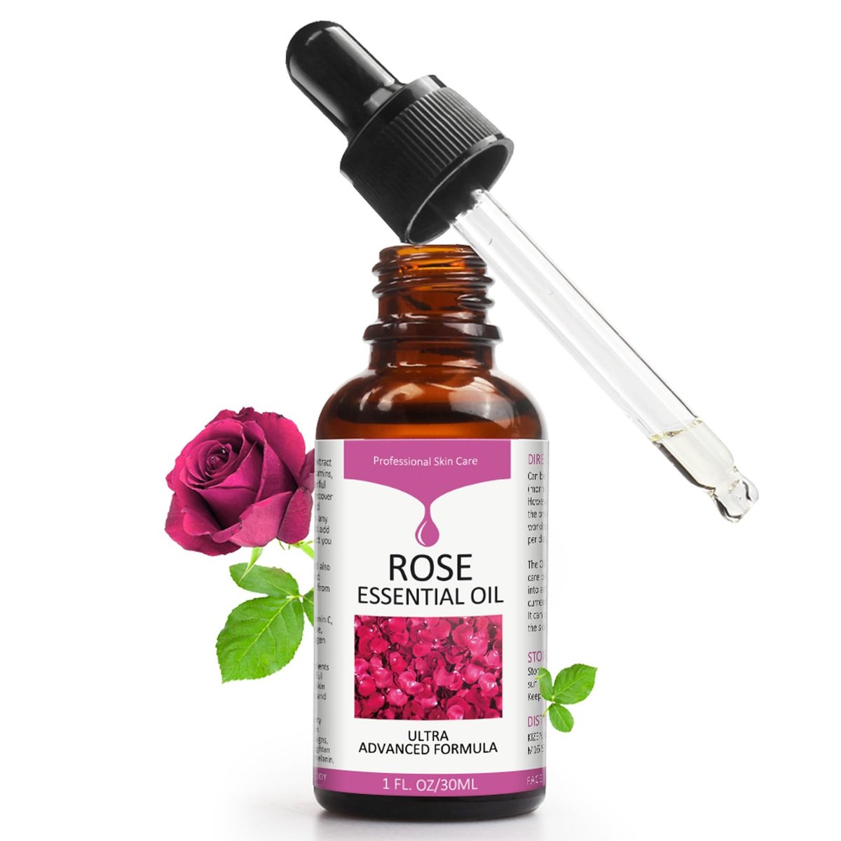 Rosenöl Gesichtsöl, Feuchtigkeitsspendendes Gesichtsöl für Frauen, Rosenöl für die Hautpflege, 30 ml
