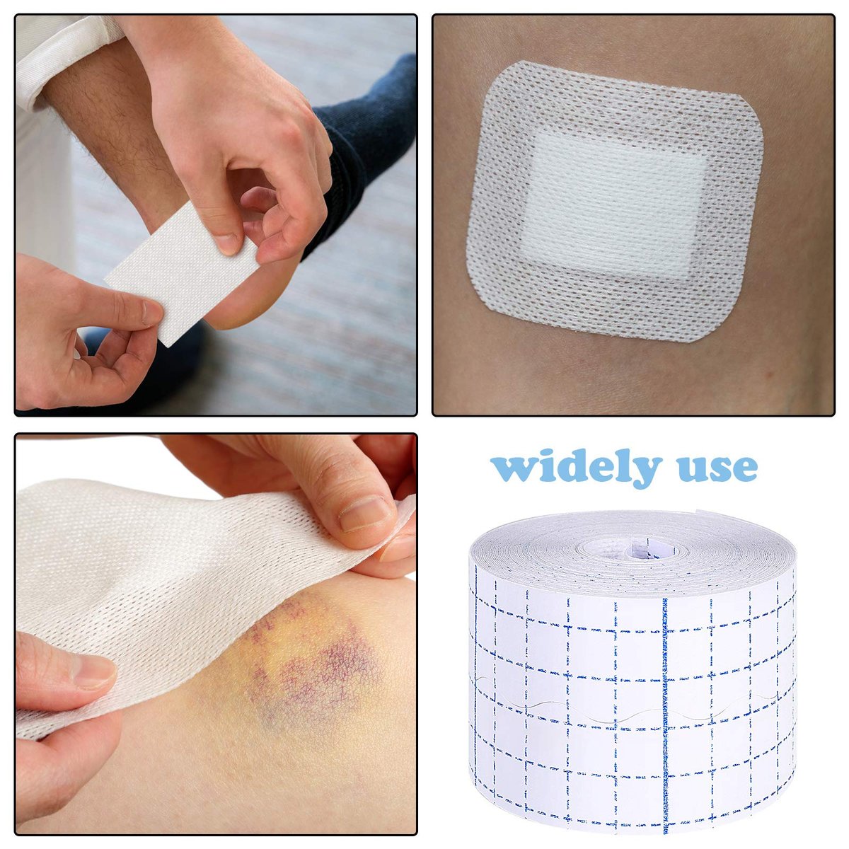 Nuanchu 2 Rollen Vliesstoff-Wickelbandage, dehnbarer Klebeverband, atmungsaktiv, selbsthaftend, 2 Zoll x 10,94 Yard, Weiß
