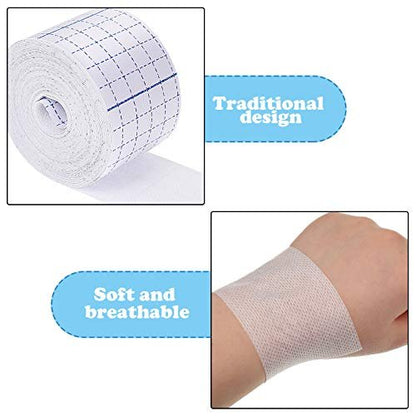 Nuanchu 2 Rollen Vliesstoff-Wickelbandage, dehnbarer Klebeverband, atmungsaktiv, selbsthaftend, 2 Zoll x 10,94 Yard, Weiß
