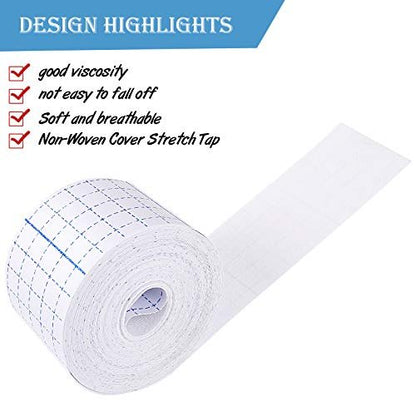 Nuanchu 2 Rollen Vliesstoff-Wickelbandage, dehnbarer Klebeverband, atmungsaktiv, selbsthaftend, 2 Zoll x 10,94 Yard, Weiß