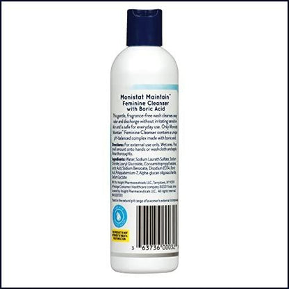 Monistat Borsäure Intimwaschlotion, Duftfreie Intimhygiene für Frauen mit sanfter pH-ausgeglichener Formel, 10 Fl Oz
