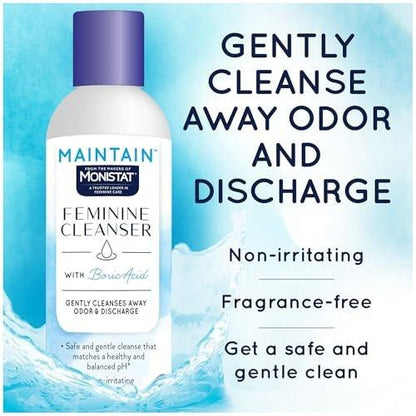 Monistat Borsäure Intimwaschlotion, Duftfreie Intimhygiene für Frauen mit sanfter pH-ausgeglichener Formel, 10 Fl Oz