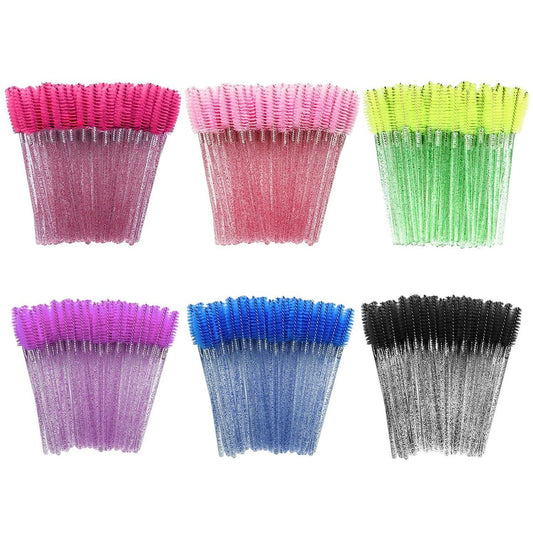 300 Stück bunte Einweg-Wimpernbürsten aus Silikon für Wimpernverlängerung, Augenbrauen und Make-up – 6 Farben (3,9 Zoll)