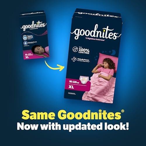 Goodnites Mädchen Nachtwindeln, Größe Extra Large (95-120 lbs), 9 Stück