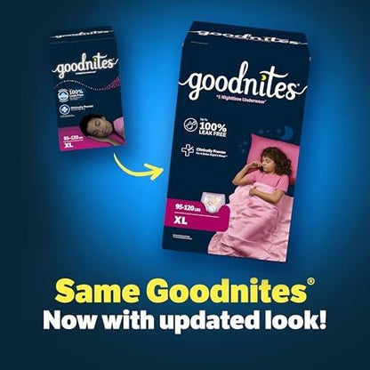 Goodnites Mädchen Nachtwindeln, Größe Extra Large (95-120 lbs), 9 Stück