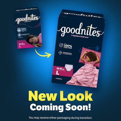 Goodnites Mädchen Nachtwindel, Größe Large (31-43 kg), 11 Stück, Verpackung kann variieren