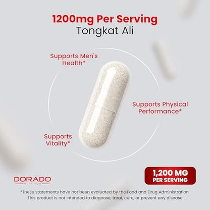 Tongkat Ali für Männer (Longjack) Eurycoma Longifolia Extrakt 1200 mg pro Portion, 120 Kapseln - Longjack Tongkat Ali für Männergesundheit & Vitalität - Drittanbieter getestet, hergestellt in den USA & Non-GMO