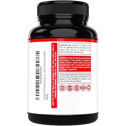 Tongkat Ali für Männer (Longjack) Eurycoma Longifolia Extrakt 1200 mg pro Portion, 120 Kapseln - Longjack Tongkat Ali für Männergesundheit & Vitalität - Drittanbieter getestet, hergestellt in den USA & Non-GMO