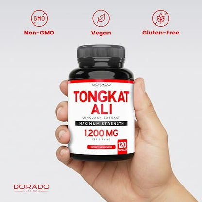Tongkat Ali für Männer (Longjack) Eurycoma Longifolia Extrakt 1200 mg pro Portion, 120 Kapseln - Longjack Tongkat Ali für Männergesundheit & Vitalität - Drittanbieter getestet, hergestellt in den USA & Non-GMO