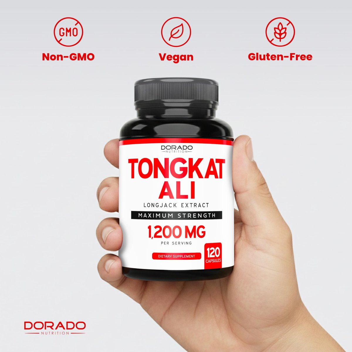 Tongkat Ali für Männer (Longjack) Eurycoma Longifolia Extrakt 1200 mg pro Portion, 120 Kapseln - Longjack Tongkat Ali für Männergesundheit & Vitalität - Drittanbieter getestet, hergestellt in den USA & Non-GMO
