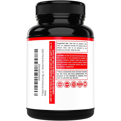 Tongkat Ali für Männer (Longjack) Eurycoma Longifolia Extrakt 1200 mg pro Portion, 120 Kapseln - Longjack Tongkat Ali für Männergesundheit & Vitalität - Drittanbieter getestet, hergestellt in den USA & Non-GMO