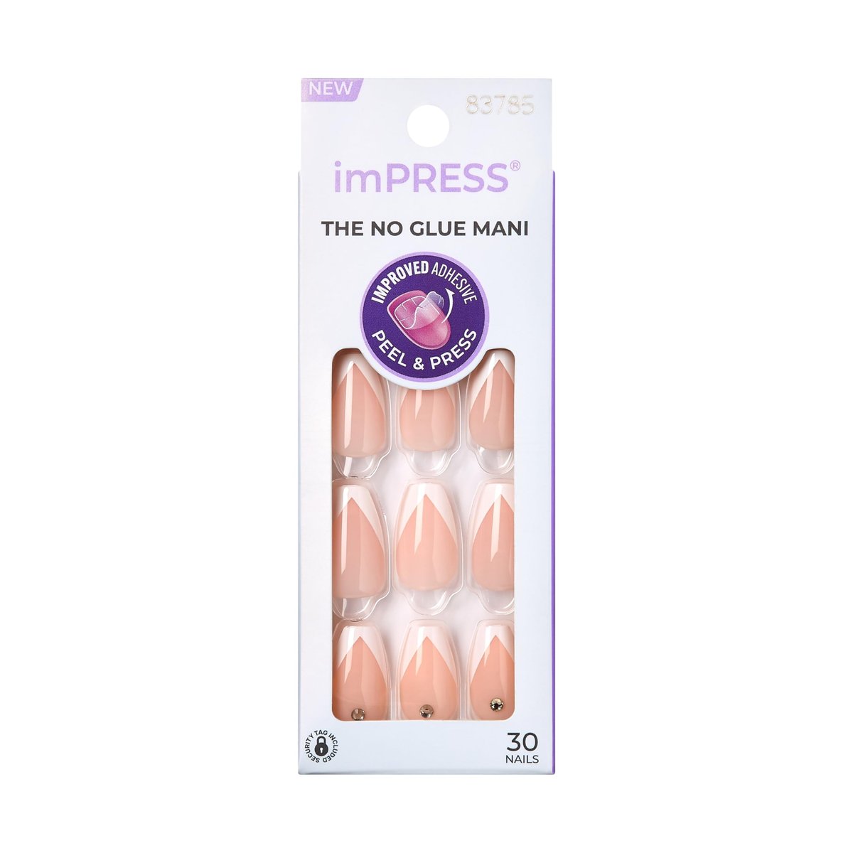 imPRESS Press-On Manicure 'So French' – 30 künstliche Nägel mit PureFit-Technologie, mittellang, Acryl, Nagelkit inklusive Vorbereitungspad, Mini-Nagelfeile und Cuticle-Stick