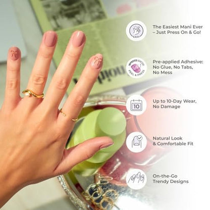 Kiss Impress No Glue Mani Press On Nails, Design 'Dorothy', Kurze Länge, Squoval-Form, Multicolor – 30 Nägel, inklusive Vorbereitungspad, Anleitung, Manikürestab und Mini-Feile