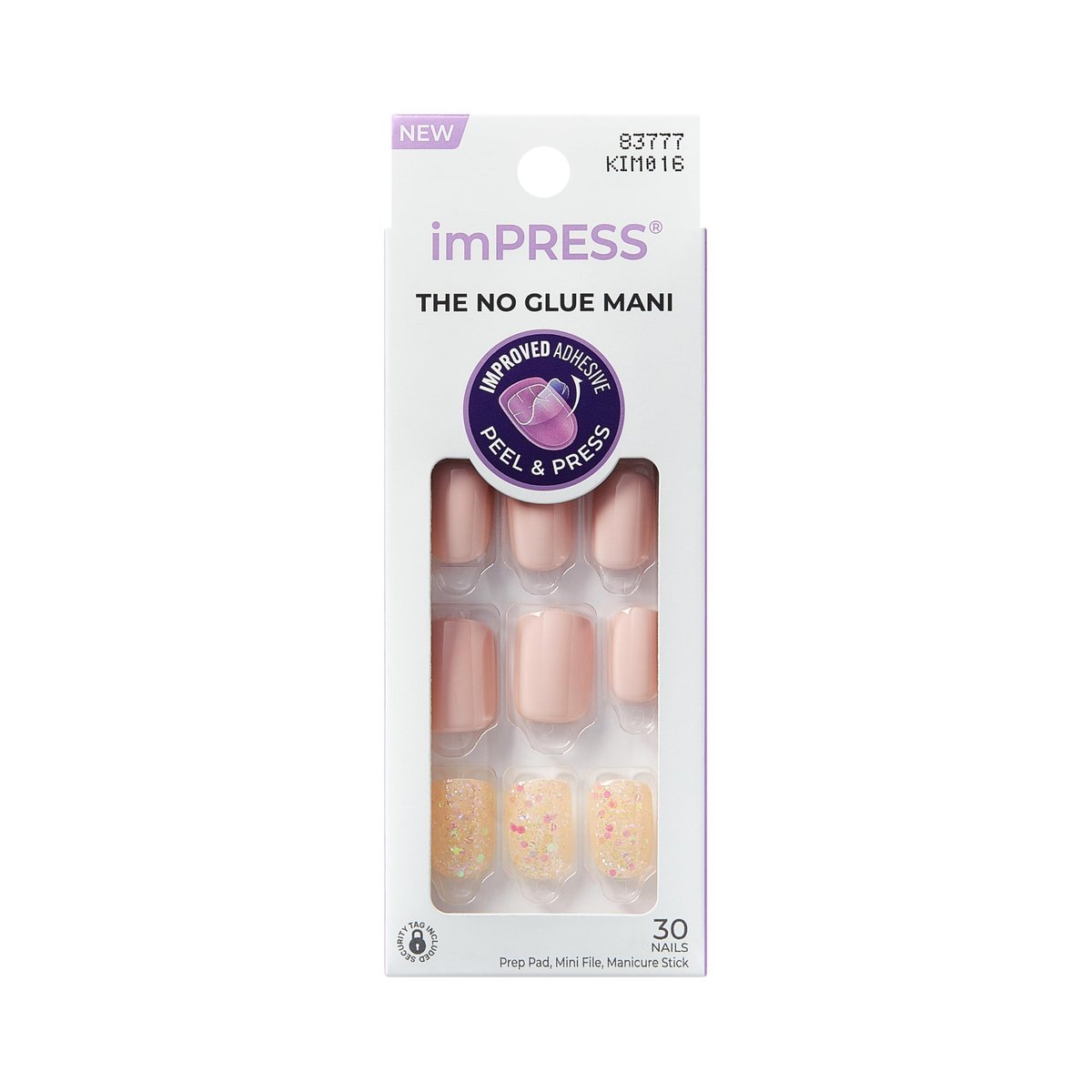 Kiss Impress No Glue Mani Press On Nails, Design 'Dorothy', Kurze Länge, Squoval-Form, Multicolor – 30 Nägel, inklusive Vorbereitungspad, Anleitung, Manikürestab und Mini-Feile