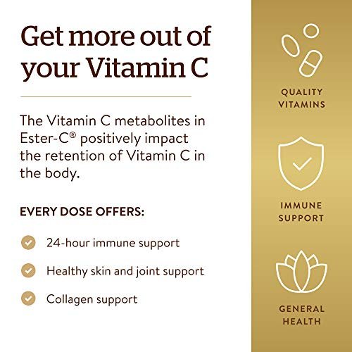 Solgar Ester-C Plus 500 mg Vitamin C mit Citrus-Bioflavonoiden - 90 Kapseln - Sanft & nicht sauer, gut verwertbar - 24-Stunden-Immununterstützung - Non-GMO, glutenfrei - 90 Portionen