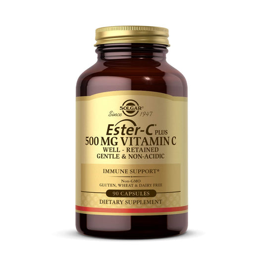 Solgar Ester-C Plus 500 mg Vitamin C mit Citrus-Bioflavonoiden - 90 Kapseln - Sanft & nicht sauer, gut verwertbar - 24-Stunden-Immununterstützung - Non-GMO, glutenfrei - 90 Portionen