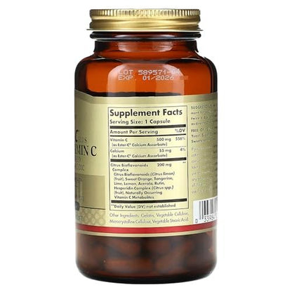 Solgar Ester-C Plus 500 mg Vitamin C mit Citrus-Bioflavonoiden - 90 Kapseln - Sanft & nicht sauer, gut verwertbar - 24-Stunden-Immununterstützung - Non-GMO, glutenfrei - 90 Portionen