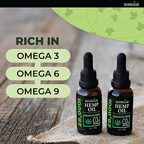 GreenIVe Hanföl Tropfen 28.000 mg pro Flasche – natürlich angebaut, vegan, reich an Omega – Premium Hanföl Pipette – Nicht-GVO, hergestellt in USA – 30 ml (2er-Pack)