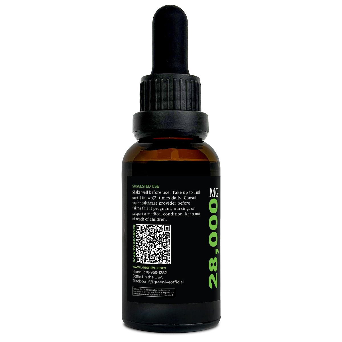 GreenIVe Hanföl Tropfen 28.000 mg pro Flasche – natürlich angebaut, vegan, reich an Omega – Premium Hanföl Pipette – Nicht-GVO, hergestellt in USA – 30 ml (2er-Pack)
